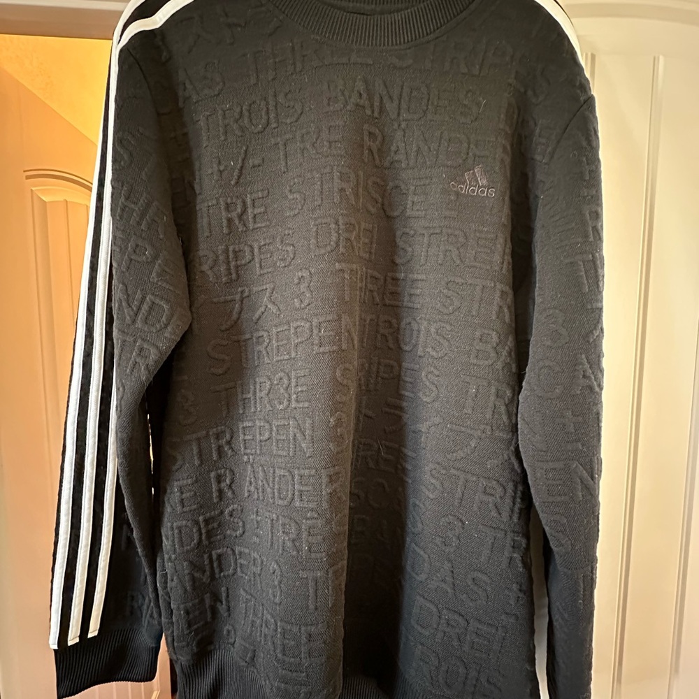 Adidas Black Crewneck Sweater with White Accents